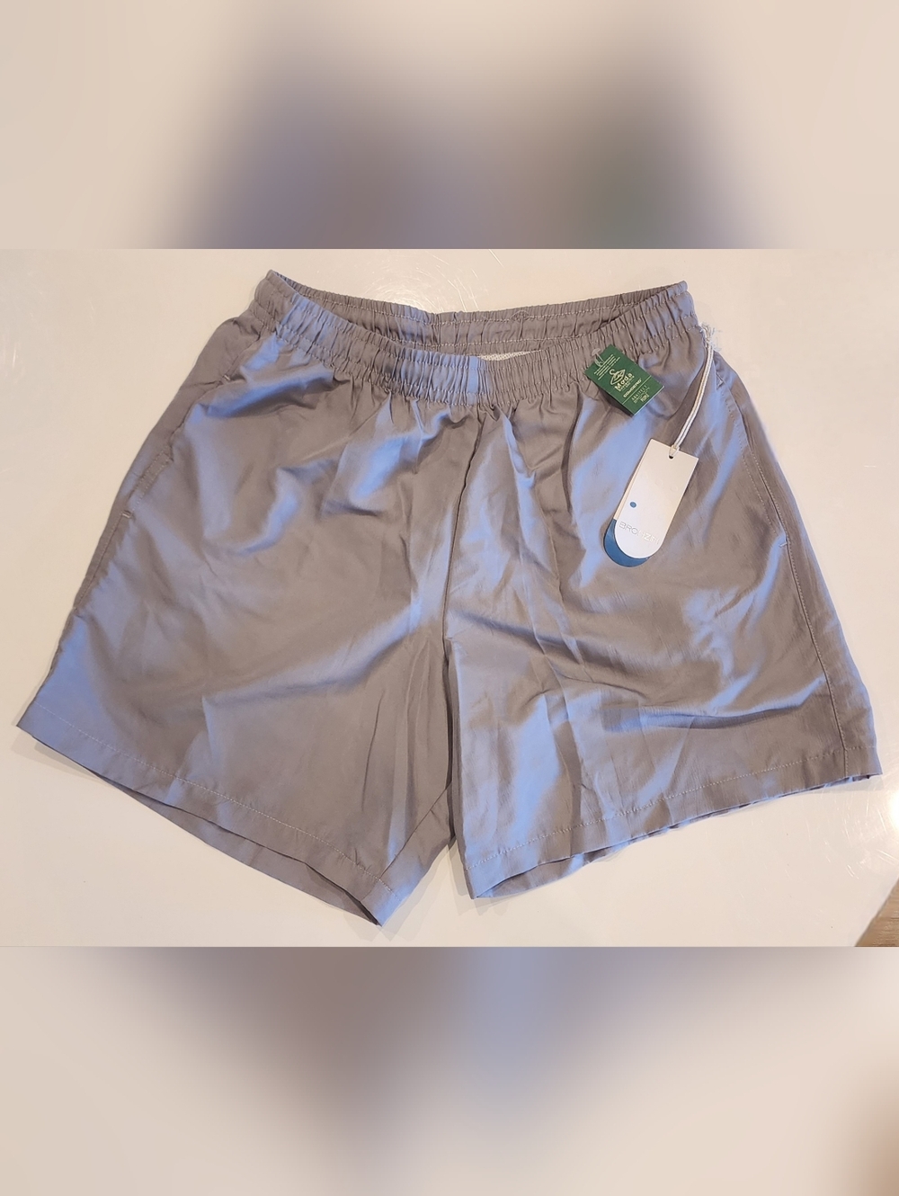 Bronzini Active Gray Mens Swim Shorts Large Lined Drawstring Swimming Trunks NWT
